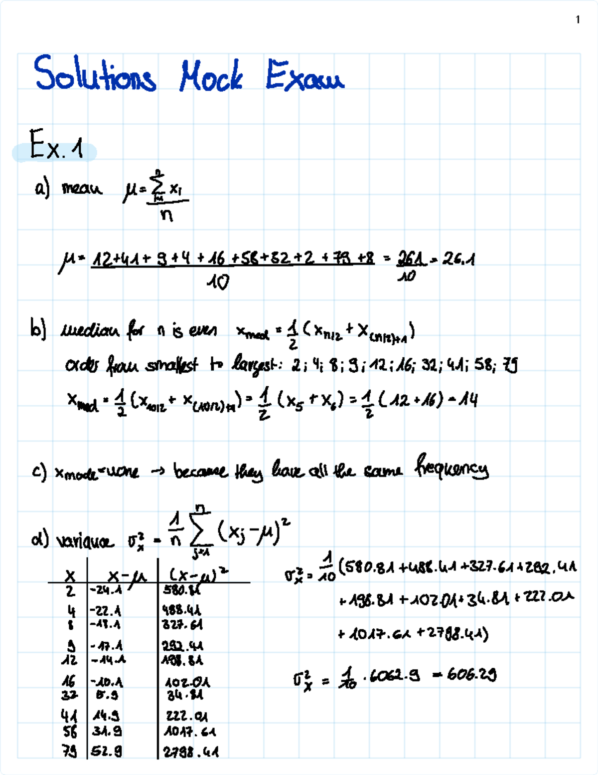 Mock Exam Solutions - Probeklausur for Statistics 101 - Studocu