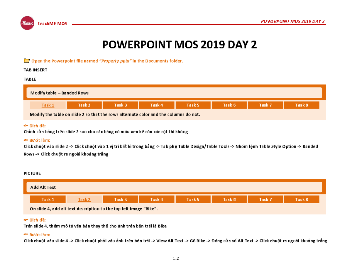 CÁC BƯỚC LÀM POWERPOINT MOS 2019 DAY 2 - teachME MOS - Studocu