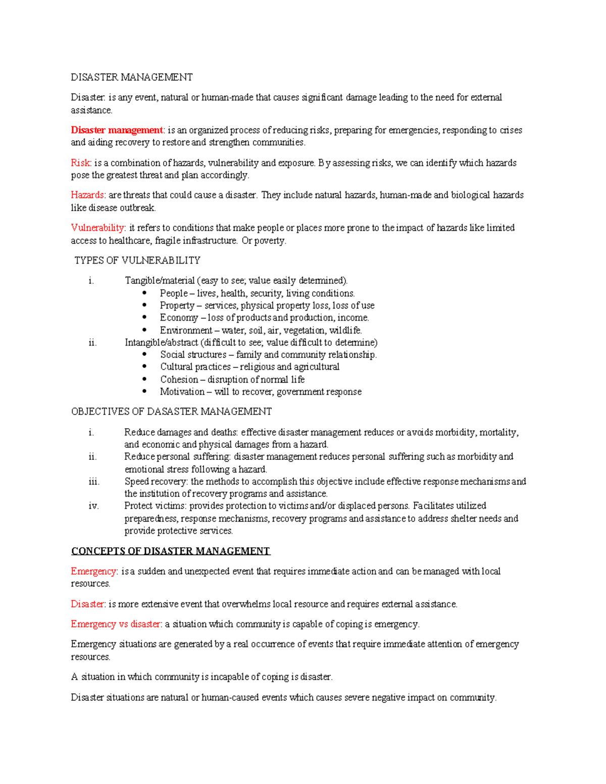 Disaster Management Overview: Key Concepts and Strategies (PH 101 ...