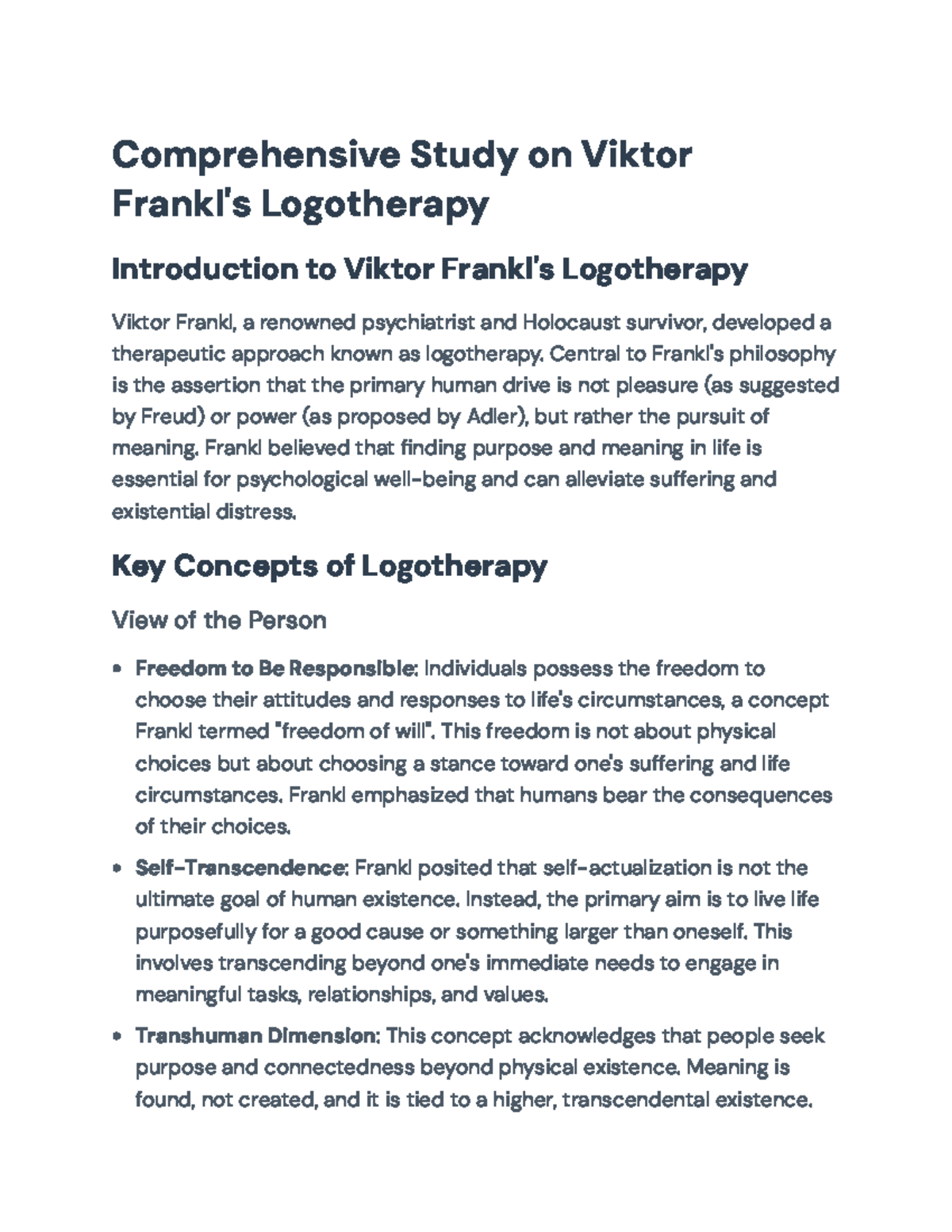 Viktor Frankl's Logotherapy: Key Concepts and Applications (Psych 101 ...