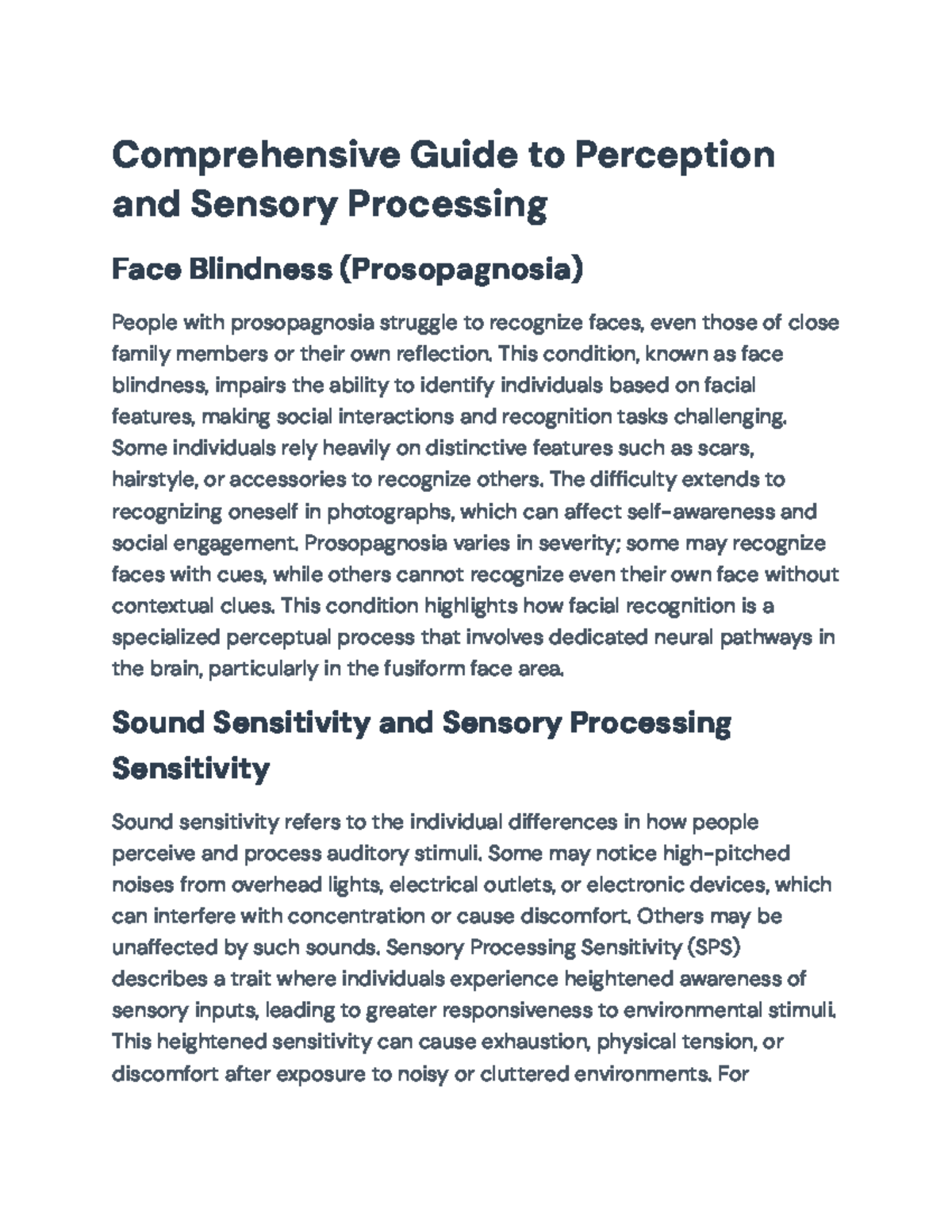 Comprehensive Guide to Synesthesia and Sensory Processing (PSY 101 ...