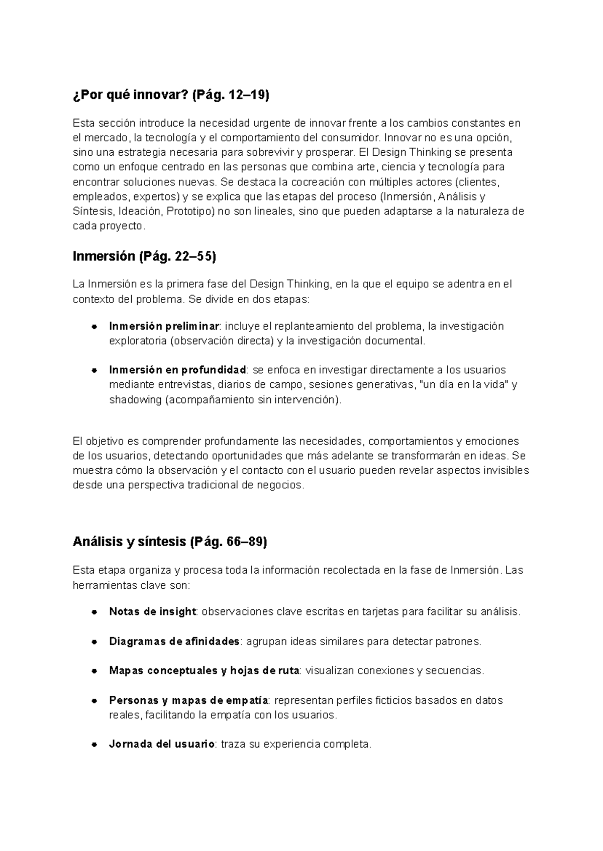 Resumen de Design Thinking: Innovación y Proceso Creativo - Studocu