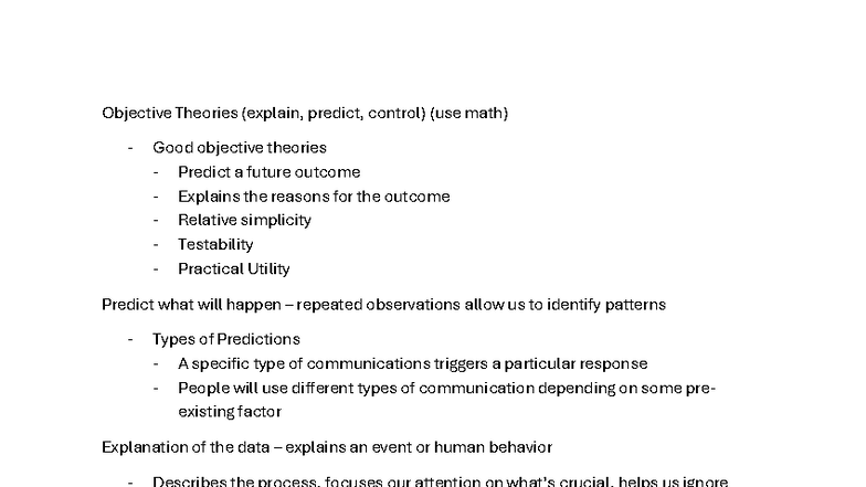 Media Theory Class Notes (COM 101) - Objective Theories Explained - Studocu