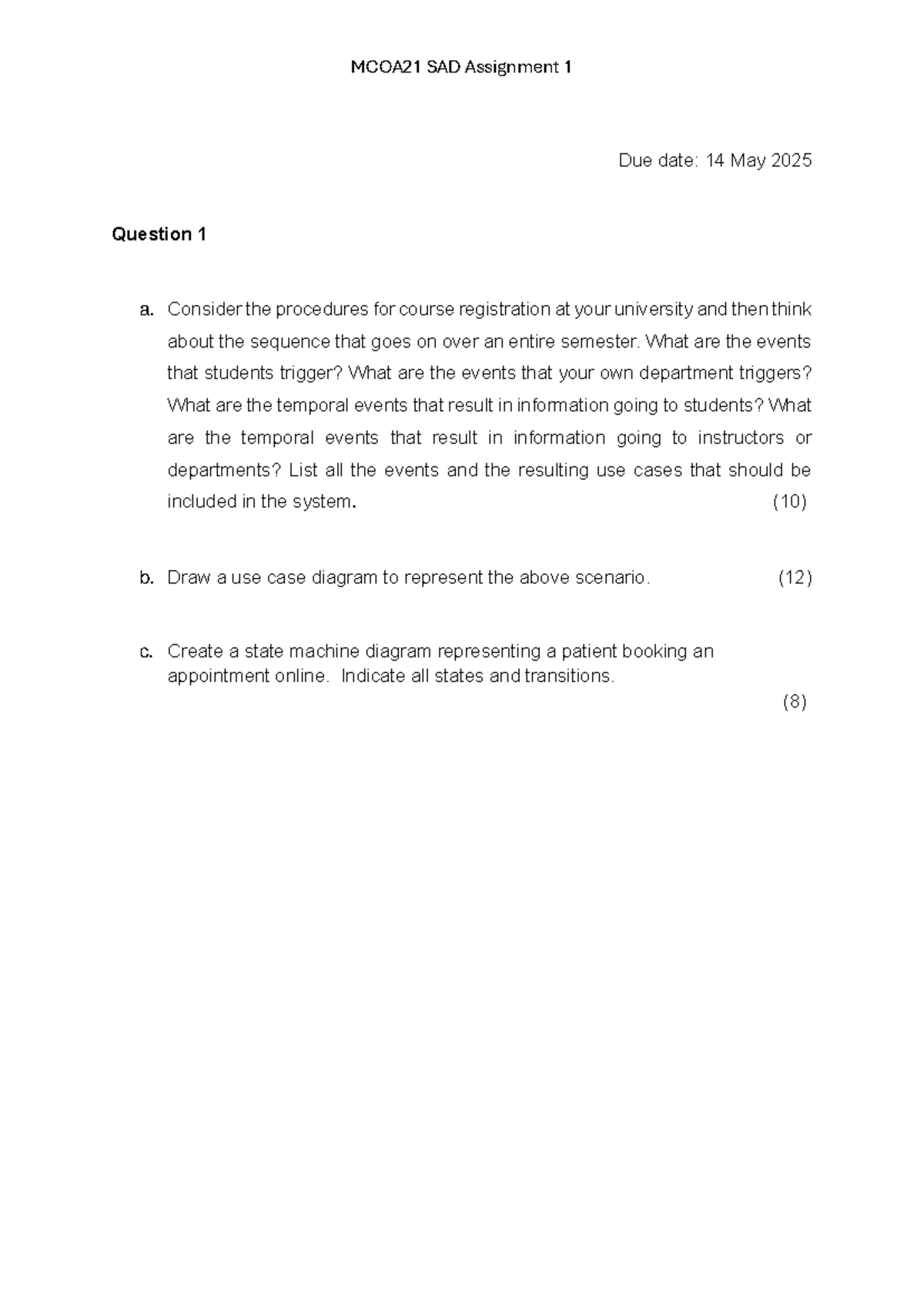 MCOA21 SAD Assignment 1: Course Registration & Use Case Diagrams - Studocu