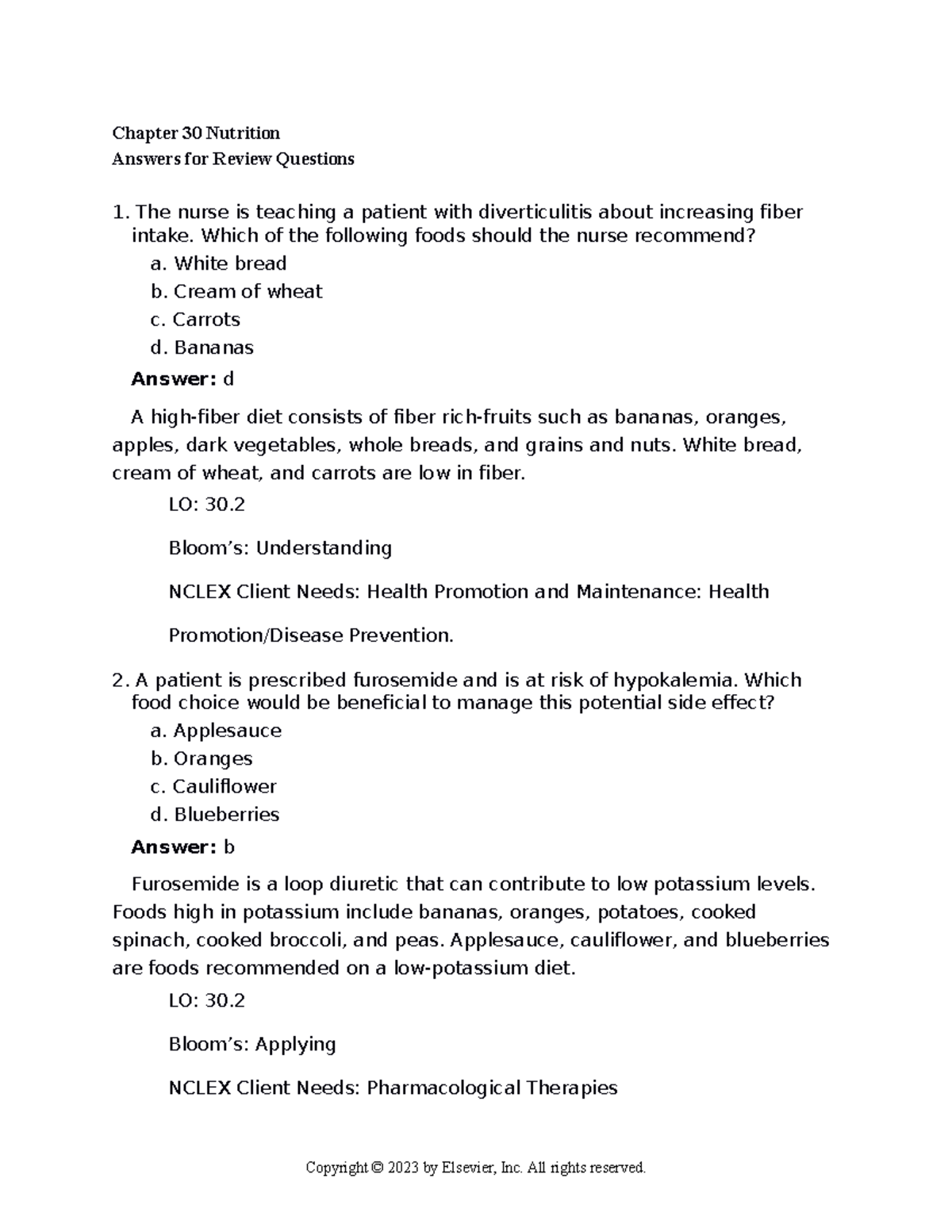 Chapter 30 - Nutrition Answer Key and Review Questions - Studocu