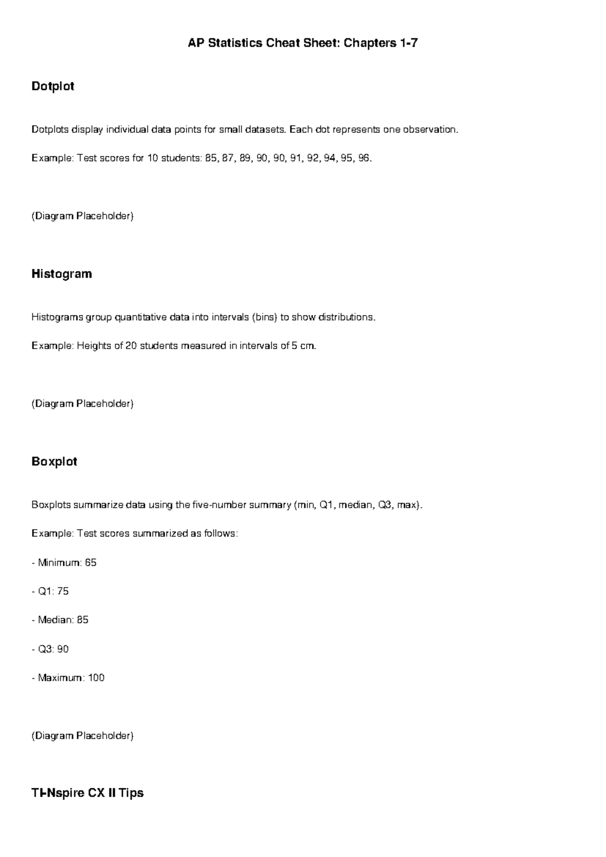 AP Statistics Complete Cheat Sheet: Data Visualization & Concepts - Studocu