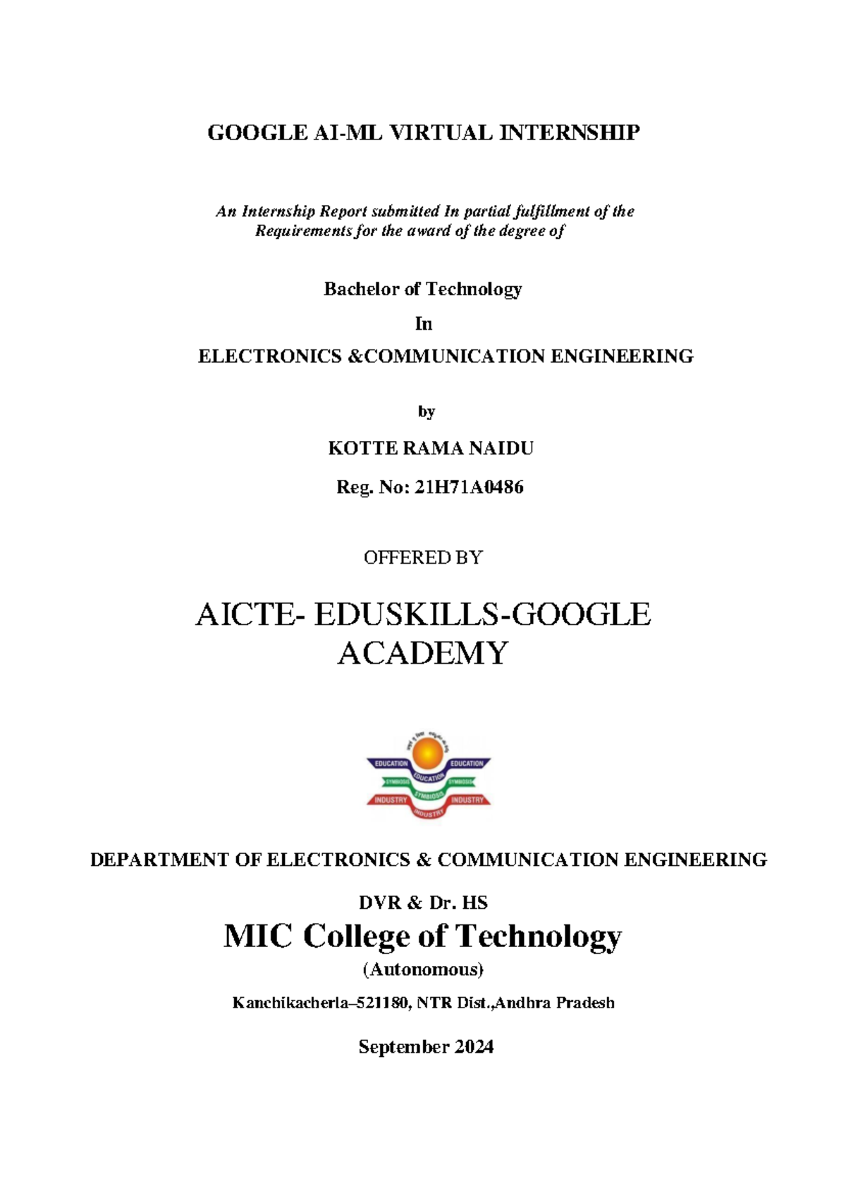 Google Ai Ml Virtual Internship Report GOOGLE AI ML VIRTUAL 