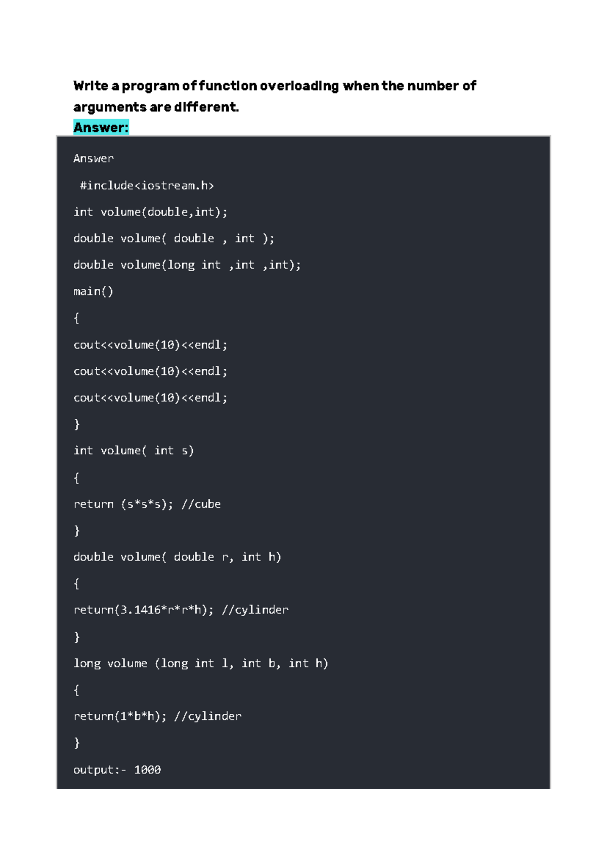 UINT 4 Assignment: C++ Function Overloading & Control Statements Notes ...