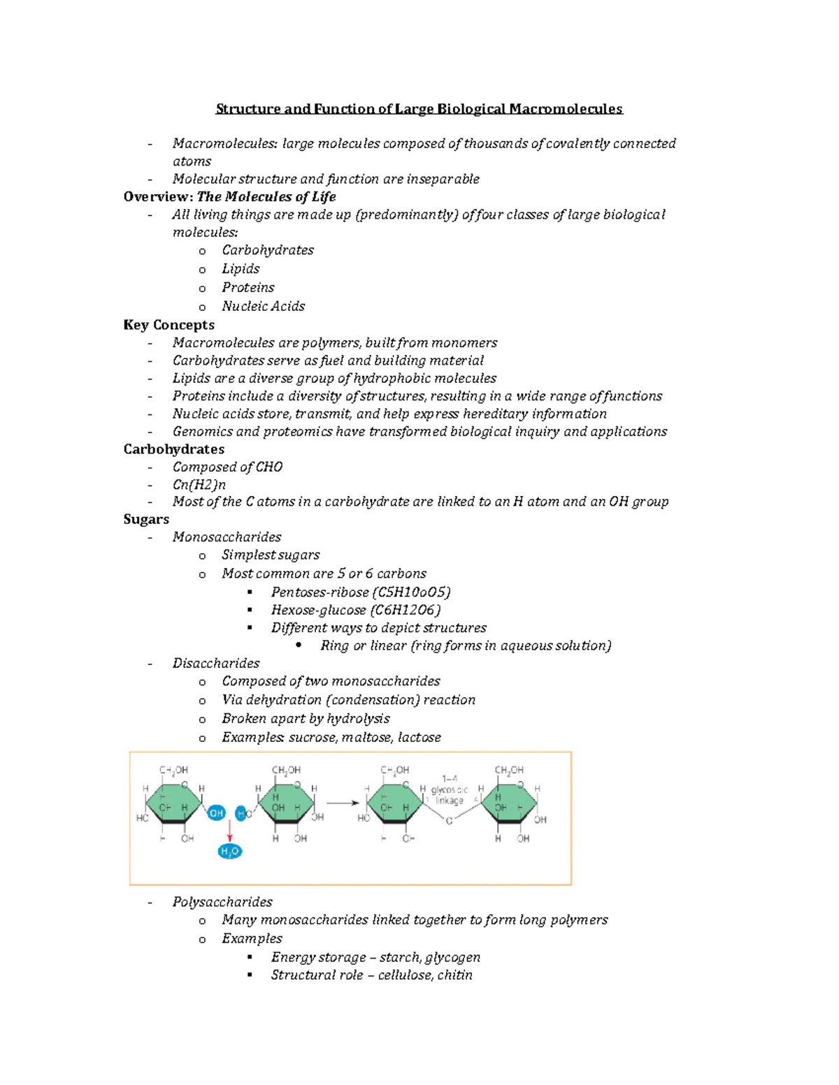 Lecture notes, lectures 3-4 - Structure and Function of Large ...