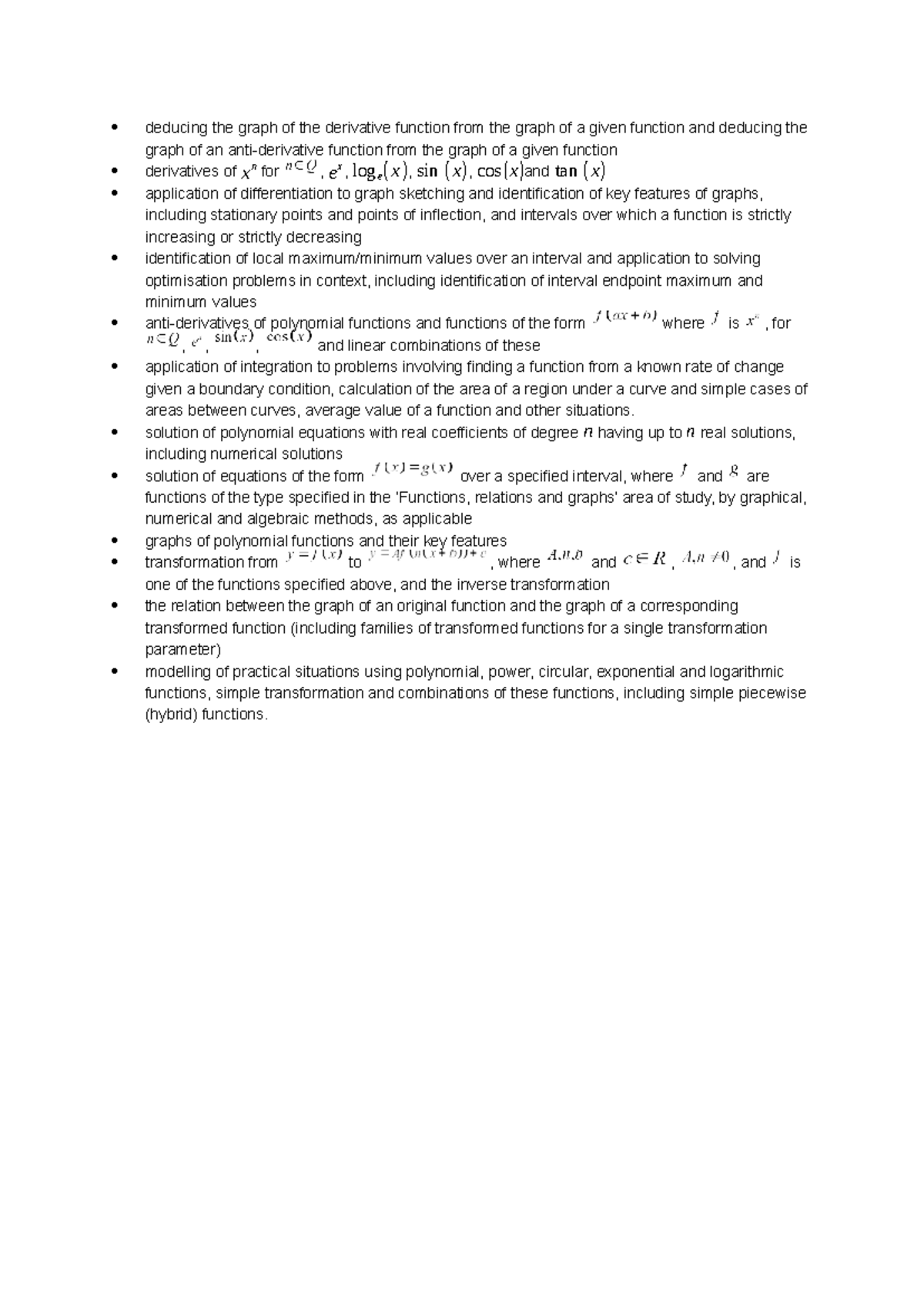 2024 U4 Calculus SAC Key Skills and Concepts Overview - Studocu
