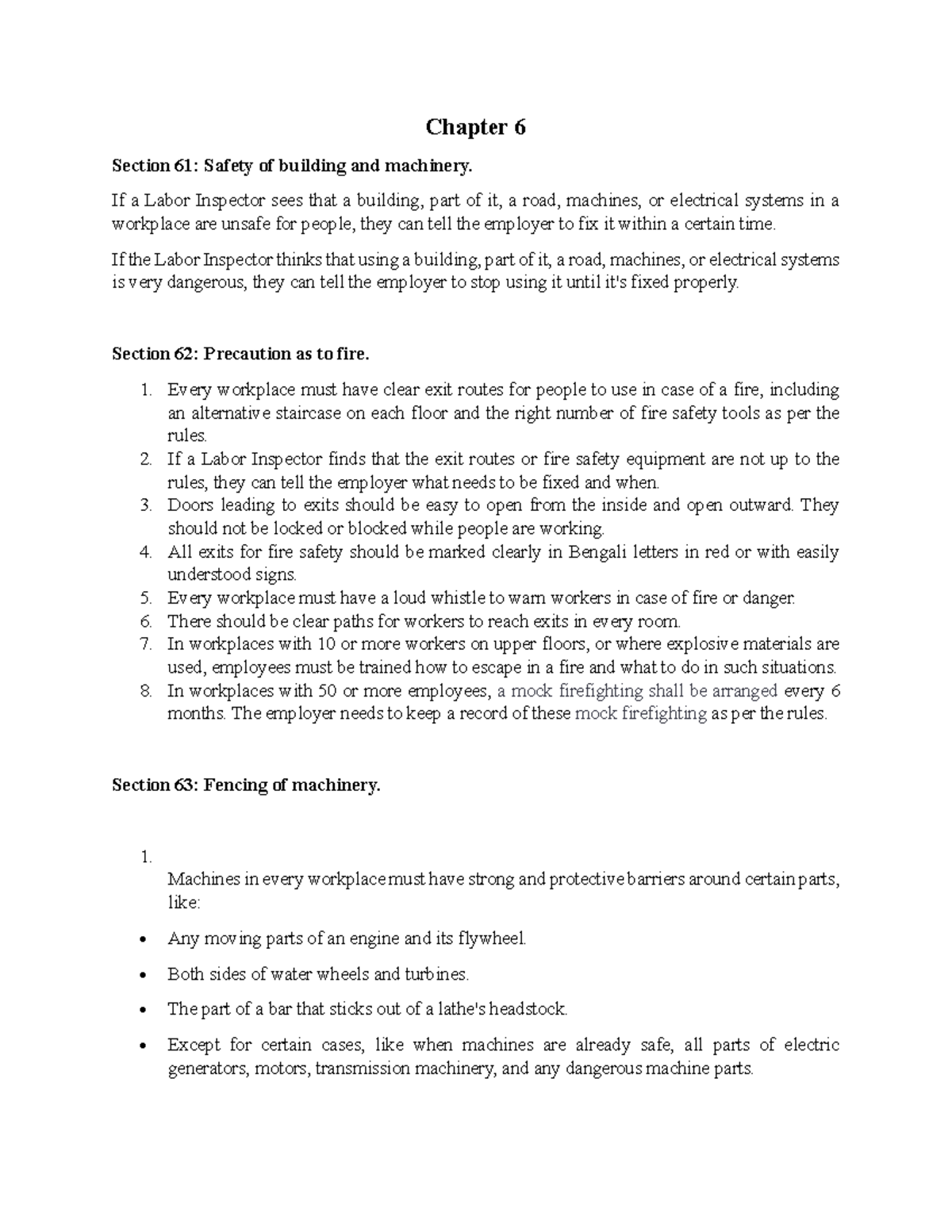 Law chapter 6 Note - Chapter 6 Section 61: Safety of building and ...
