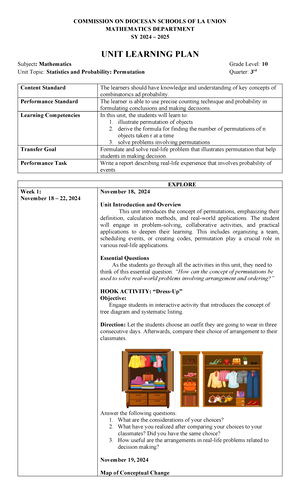 UNIT Learning PLAN IN Mathematics 8 Quarter 3 - Commission on Diocesan ...
