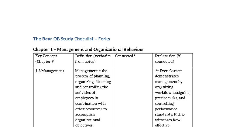 Midterm Study Sheet - Management and Organizational Behaviour (OB ...