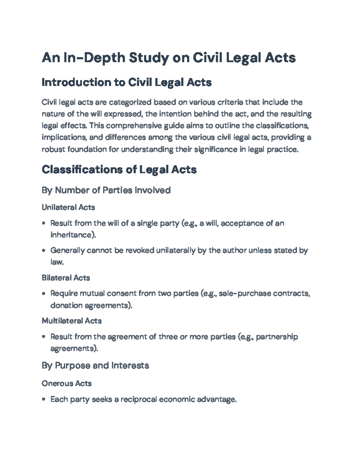 An In-Depth Analysis of Civil Legal Acts: Classifications and ...