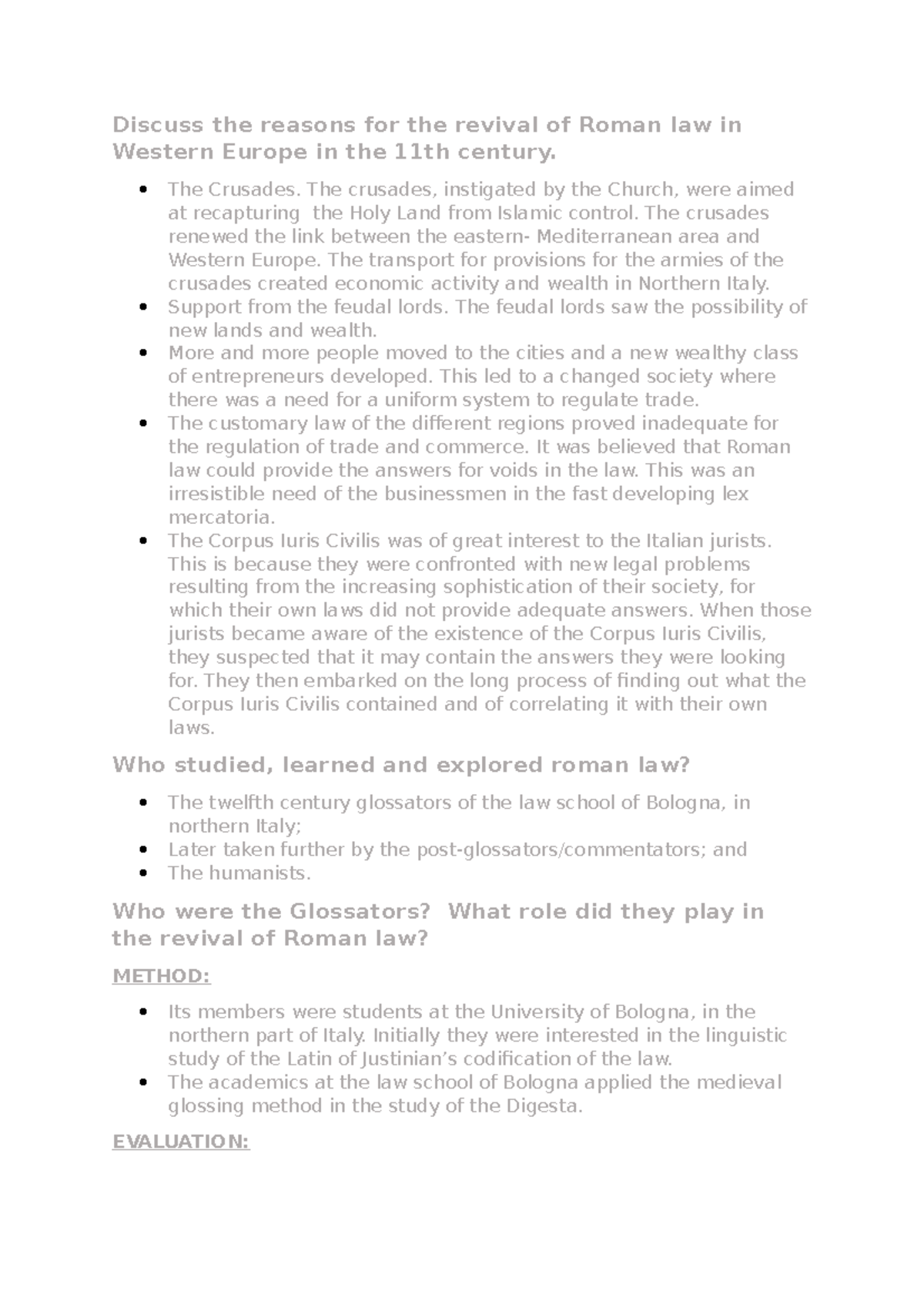 Chapter 6 - Revival of Roman Law in Western Europe - Studocu