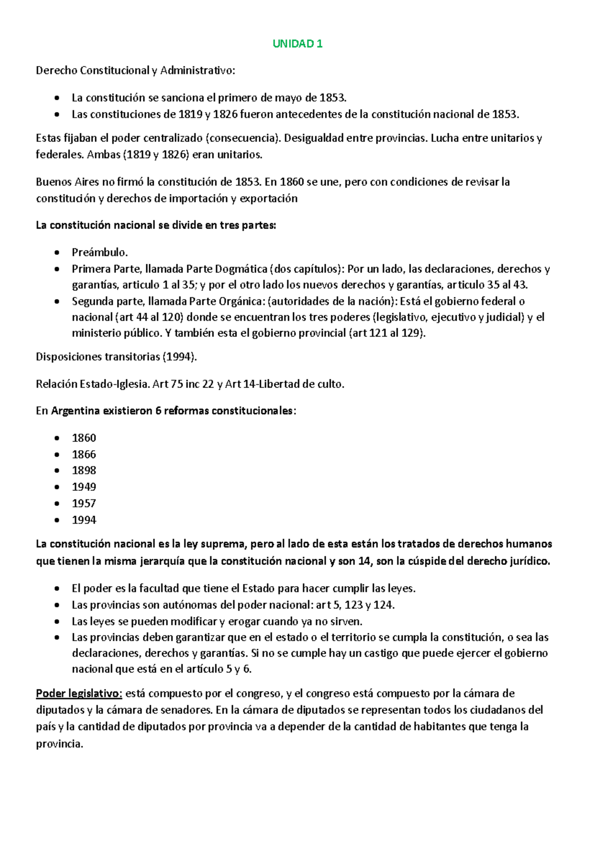 Apuntes de Derecho Constitucional y Administrativo - UNIDAD 1 - Studocu