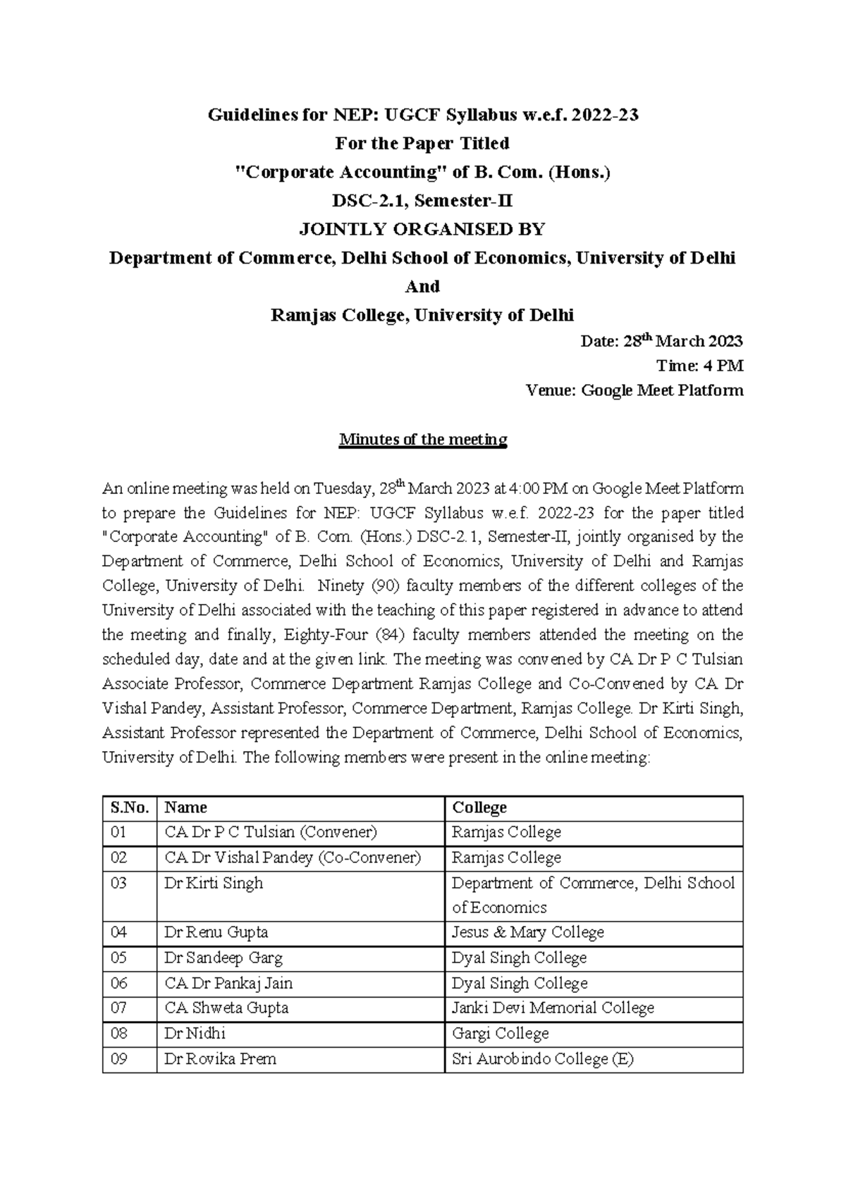 Guidelines for NEP: UGCF Syllabus for B.Com (Hons.) Paper 2023 - Studocu