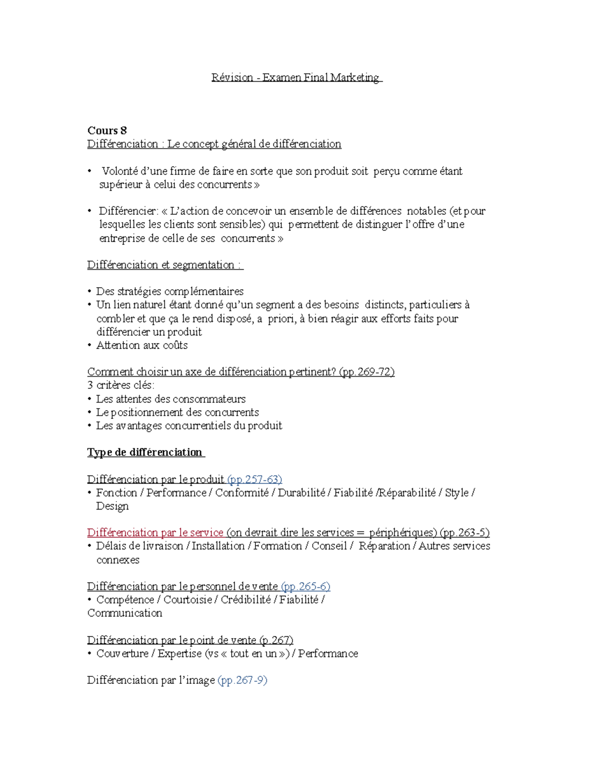 Révision examen final - Révision - Examen Final Marketing Cours 8 ...