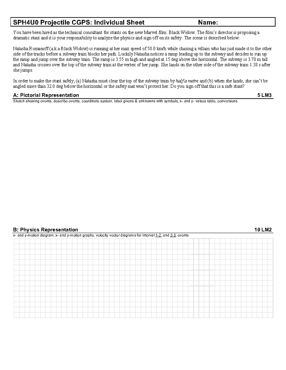 CGPS SPH4U0 Kinematics Projectile Test Analysis for Stunt Safety - Studocu