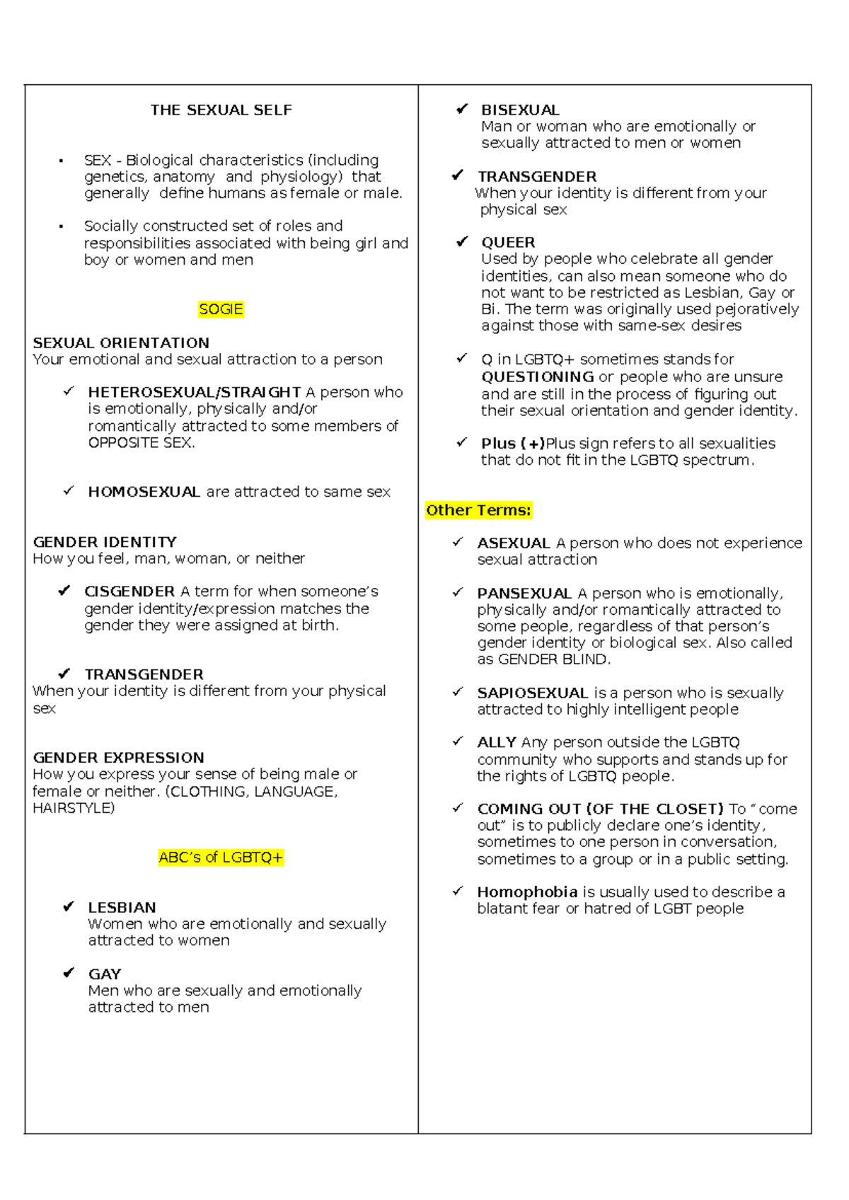 GENDER101 - Lecture Notes on Gender, Sex, and Stereotypes - Studocu