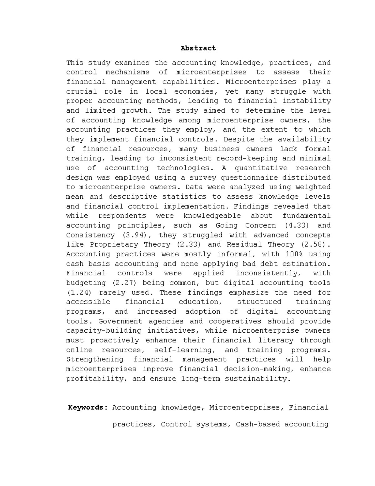 Abstract - Abstract This study examines the accounting knowledge ...