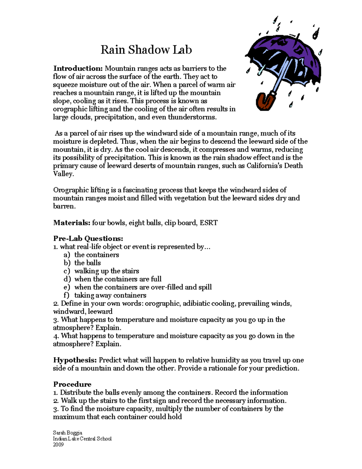 Rain Shadow Lab - None - Rain Shadow Lab Introduction: Mountain ranges ...