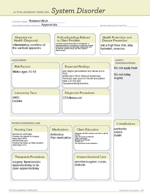 112 Influenza - Active Learning Template for System Disorder - Studocu