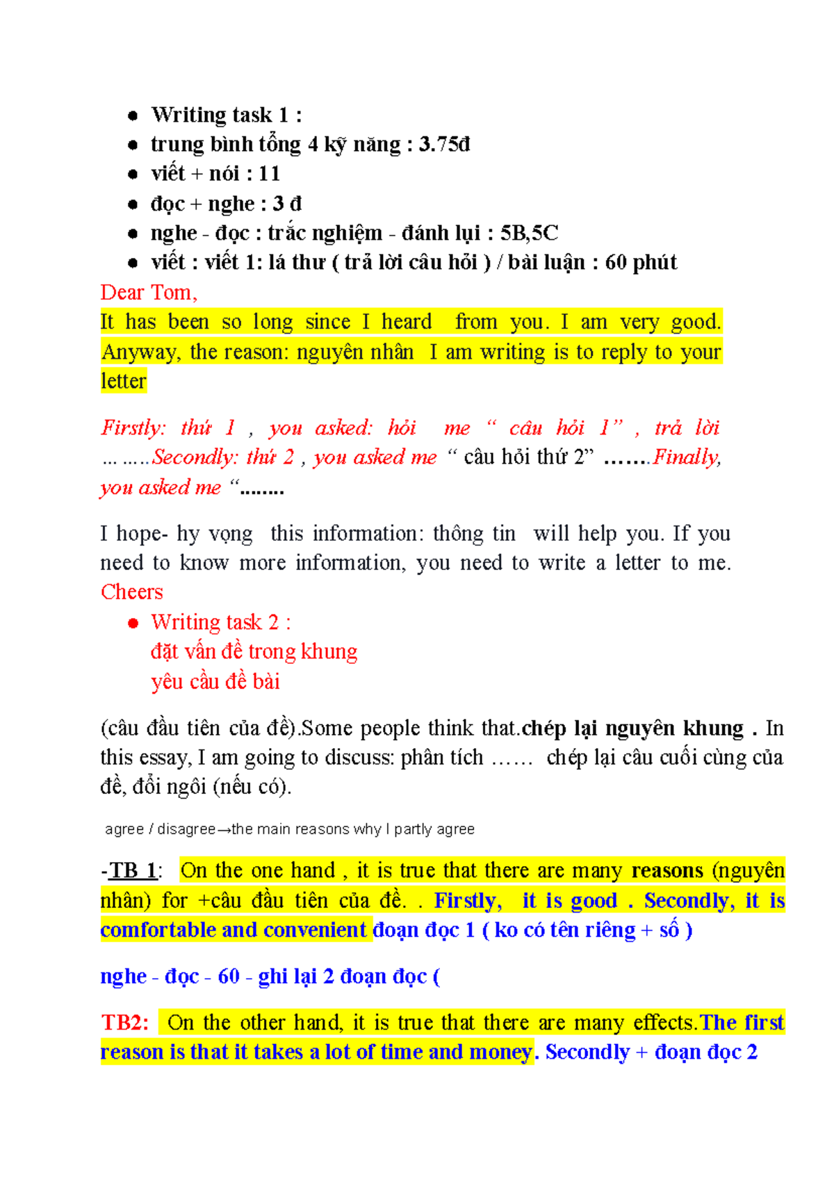 B1 Writing & Speaking Task Notes: Strategies & Tips - Studocu
