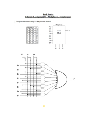 Ex ch7 - exercises - Page 1 of 1 Logic Design Assignment # 7 ...