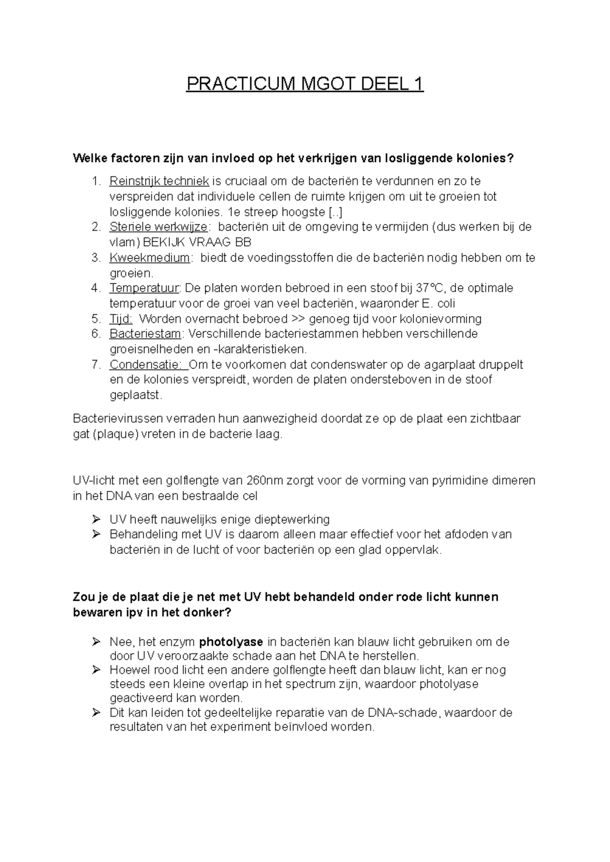 Practicum MGOT Deel 1 & 2: Factoren en Methodes voor Bacteriële Kweek ...