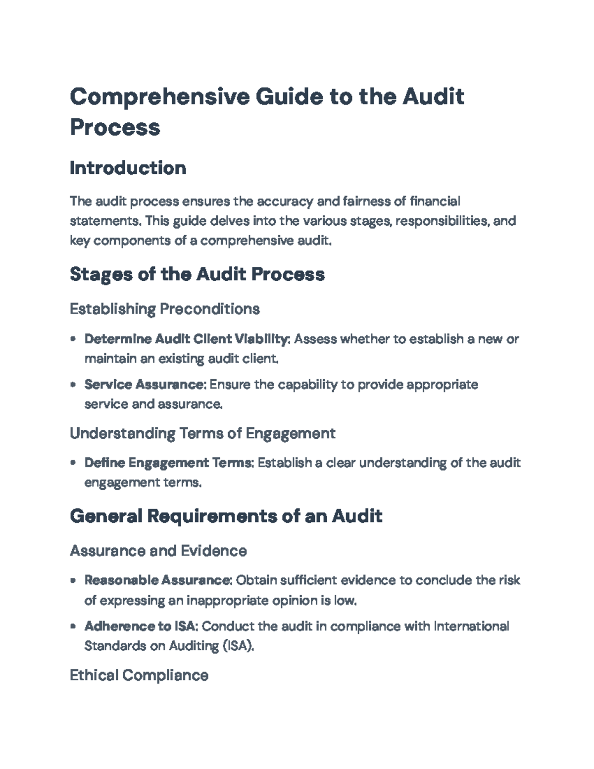 Comprehensive Guide to the Audit Process (ACCT 301) - Comprehensive ...