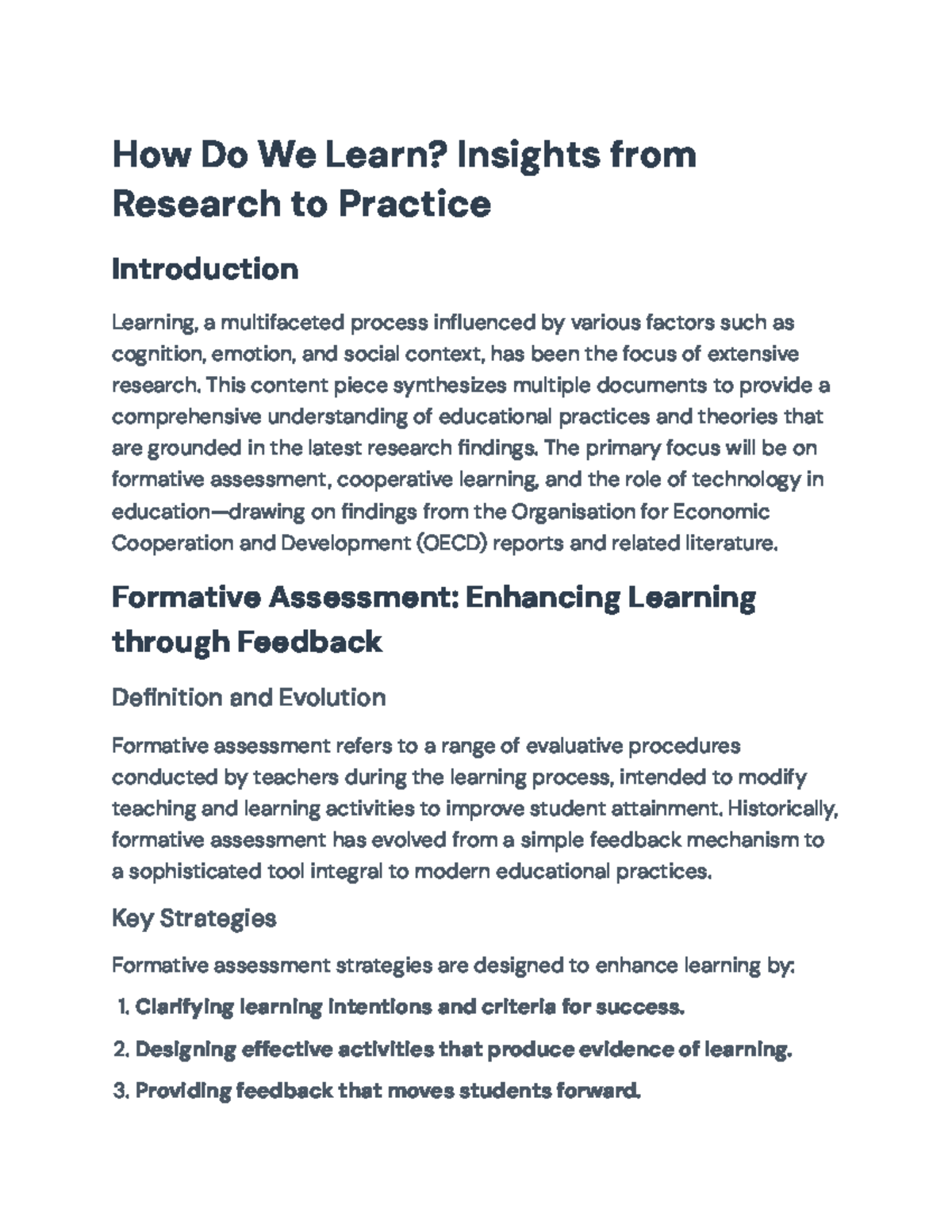 Insights on Learning: Formative Assessment, Cooperative Learning & Tech ...