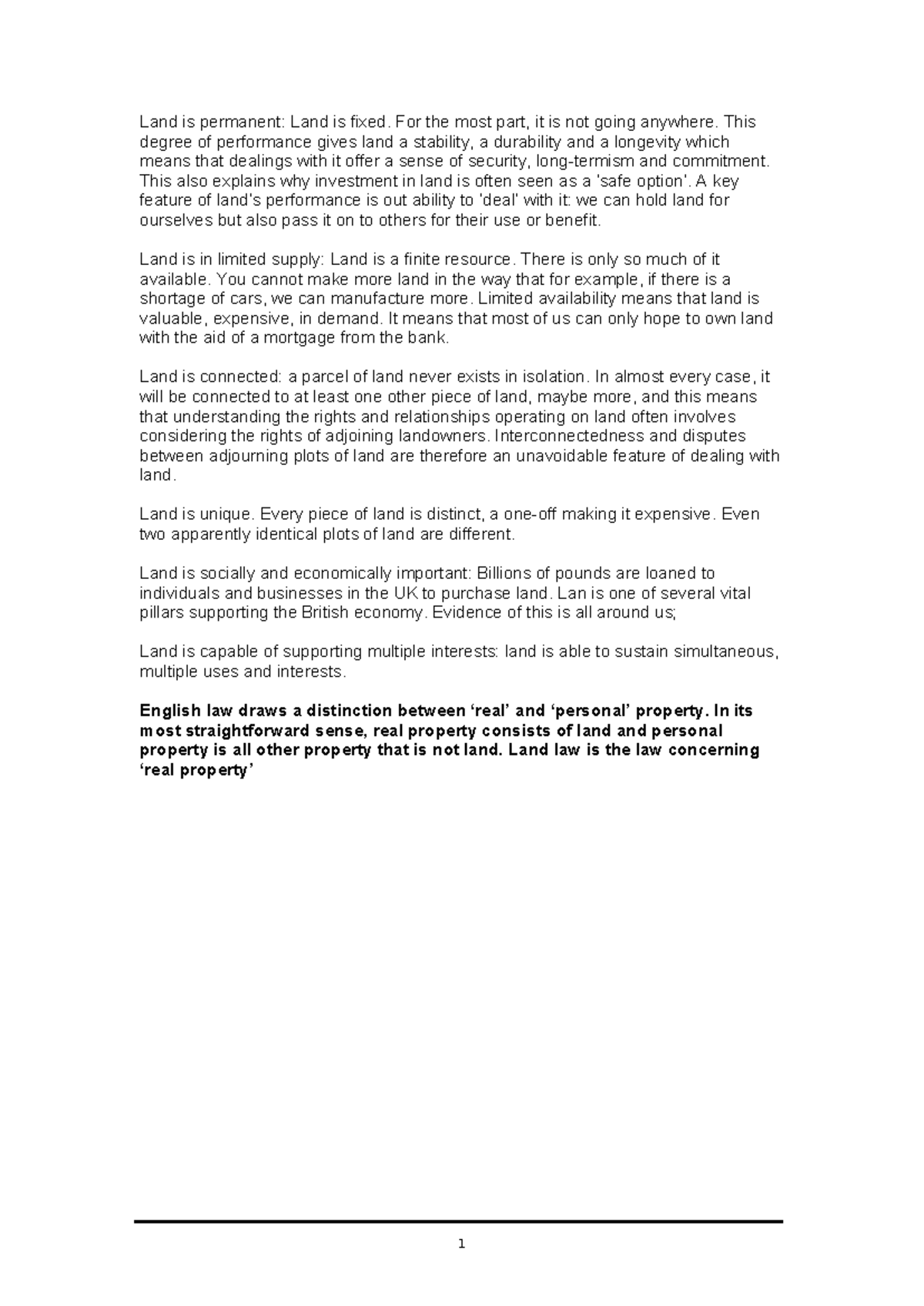 LW5001 Seminar 1: Introduction to Land Law and Key Principles - Studocu