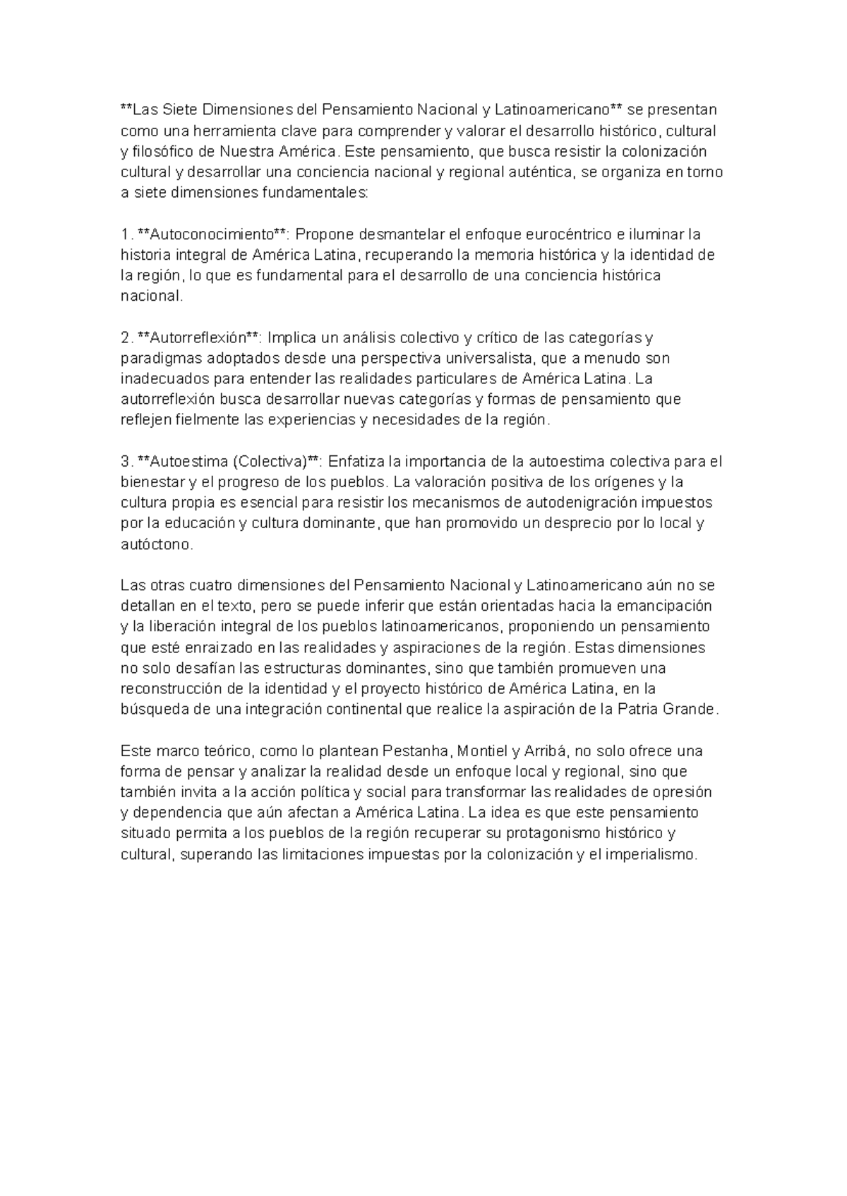 Las Siete Dimensiones del Pensamiento Nacional y Latinoamericano - Este ...
