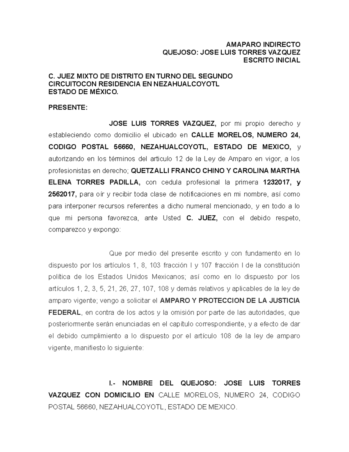 Amparo Indirecto: Violación por Indebida Notificación de Actos Judiciales - Document Preview
