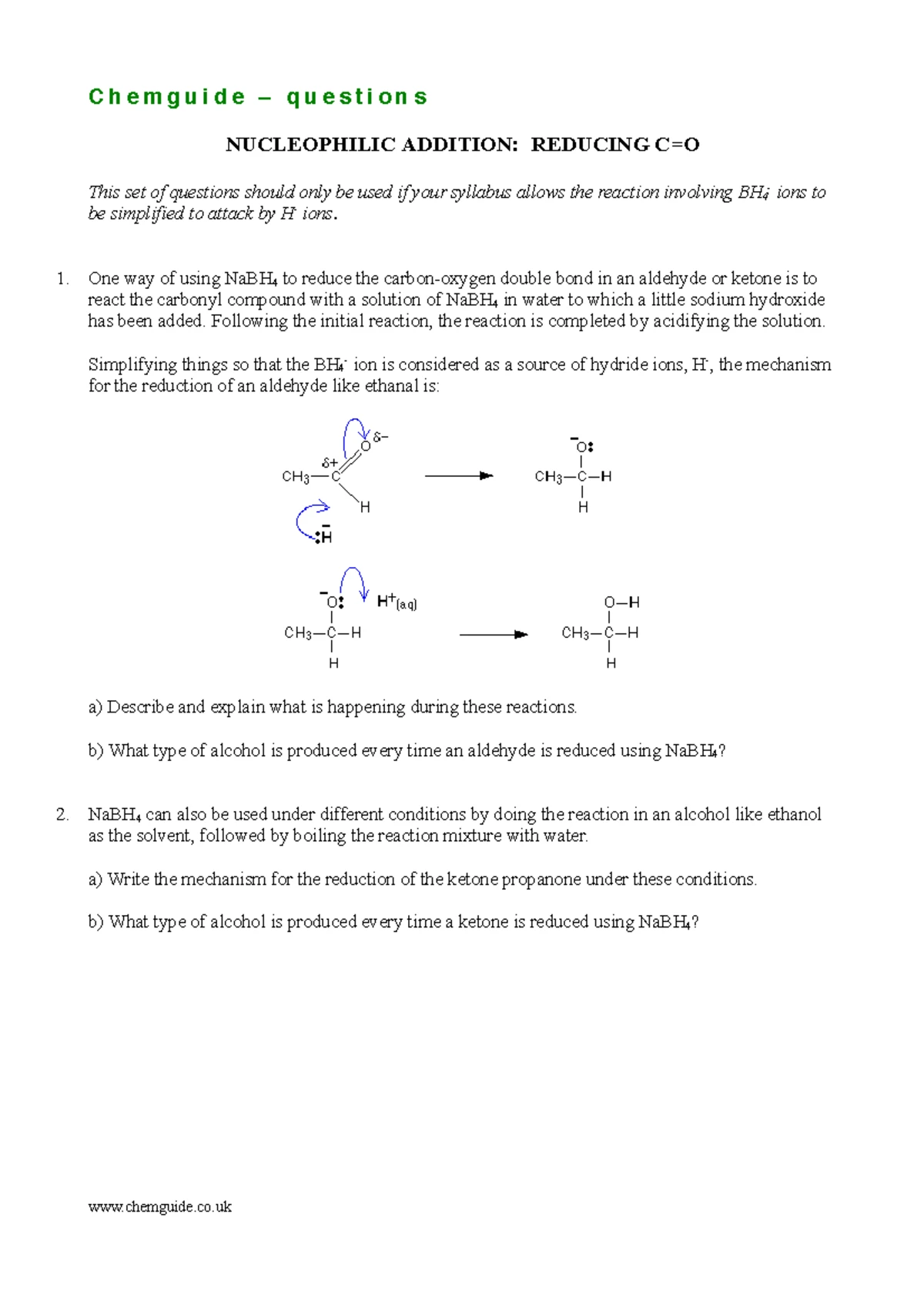 Chemguide Questions on Electrophilic Substitution (CHEM101) - Studocu