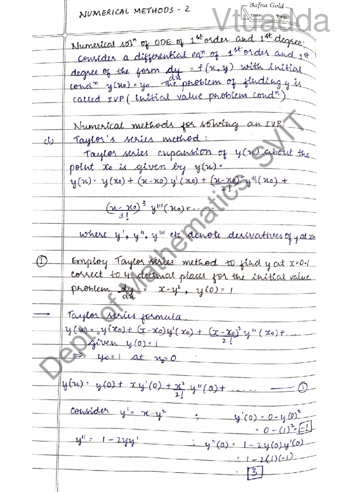 Module 5 - Numerical Methods -2 Notes - Mathematics I - Studocu
