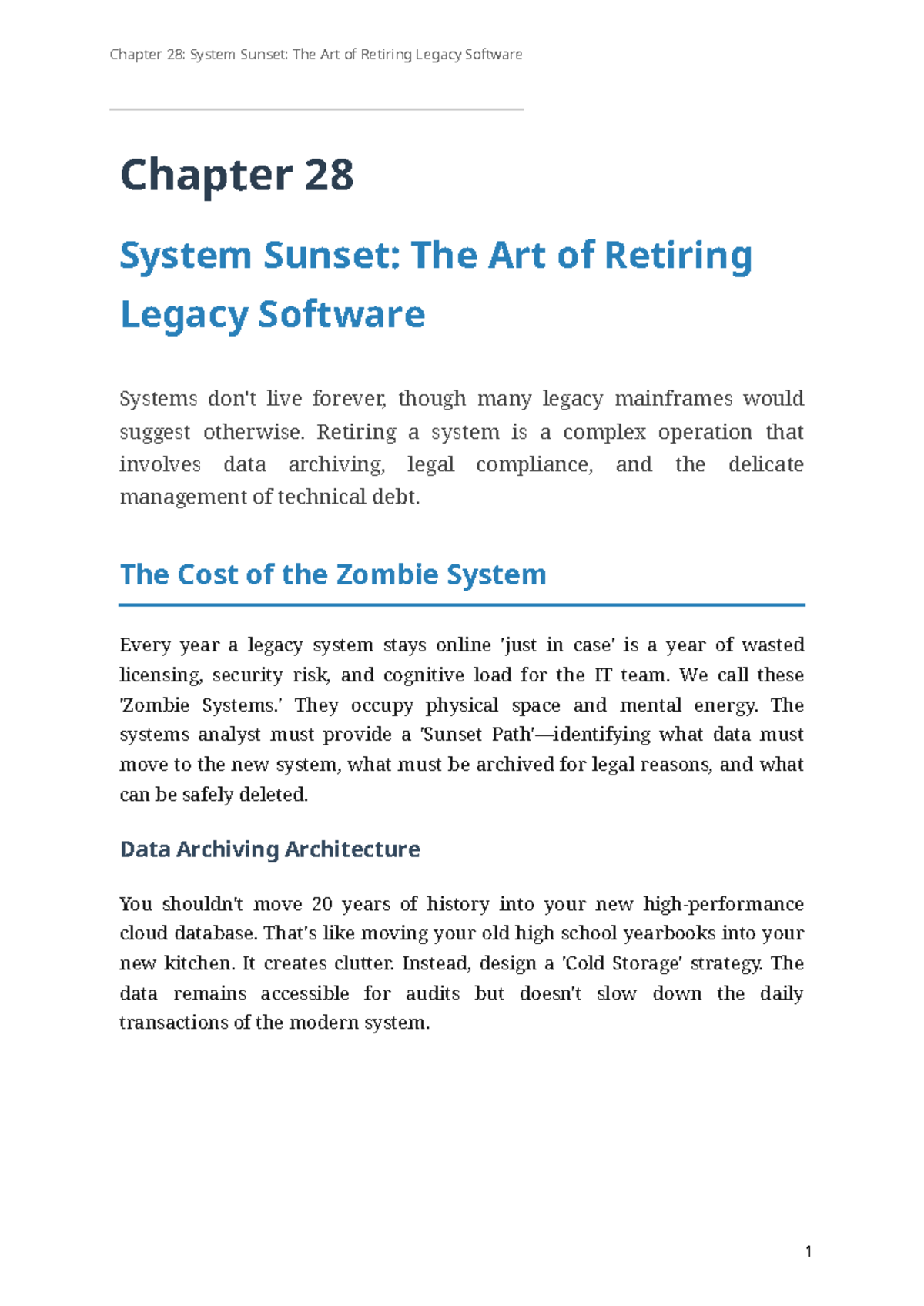Chapter 28: System Sunset - Retiring Legacy Software Systems - Studocu