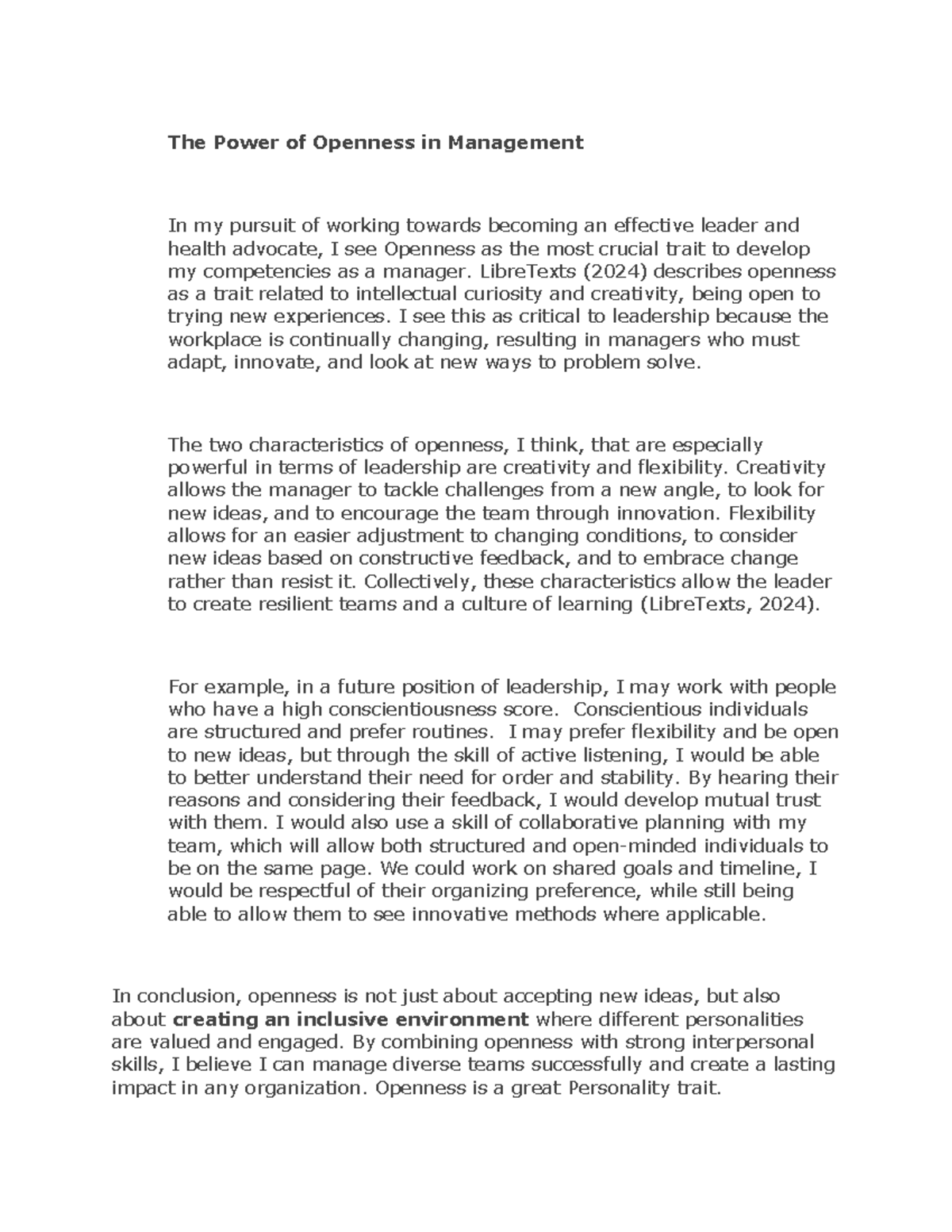 Bus DA Unit 1 - Openness as a Key Trait in Leadership - Studocu