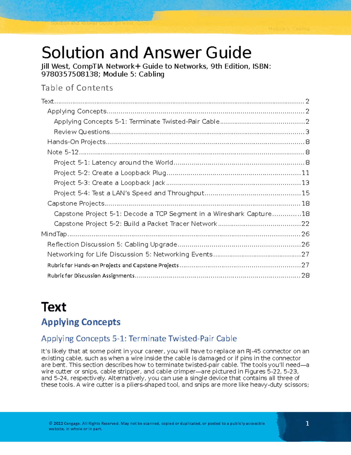 Netplus 9e Module 5 Cabling Solutions and Guide - Studocu