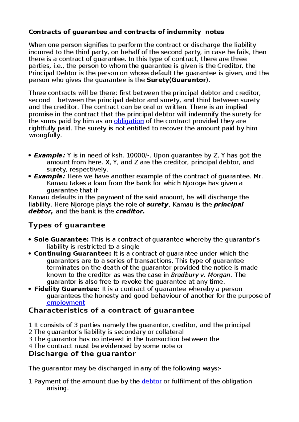 Contracts of Guarantee and Indemnity Notes: Key Principles Explained ...