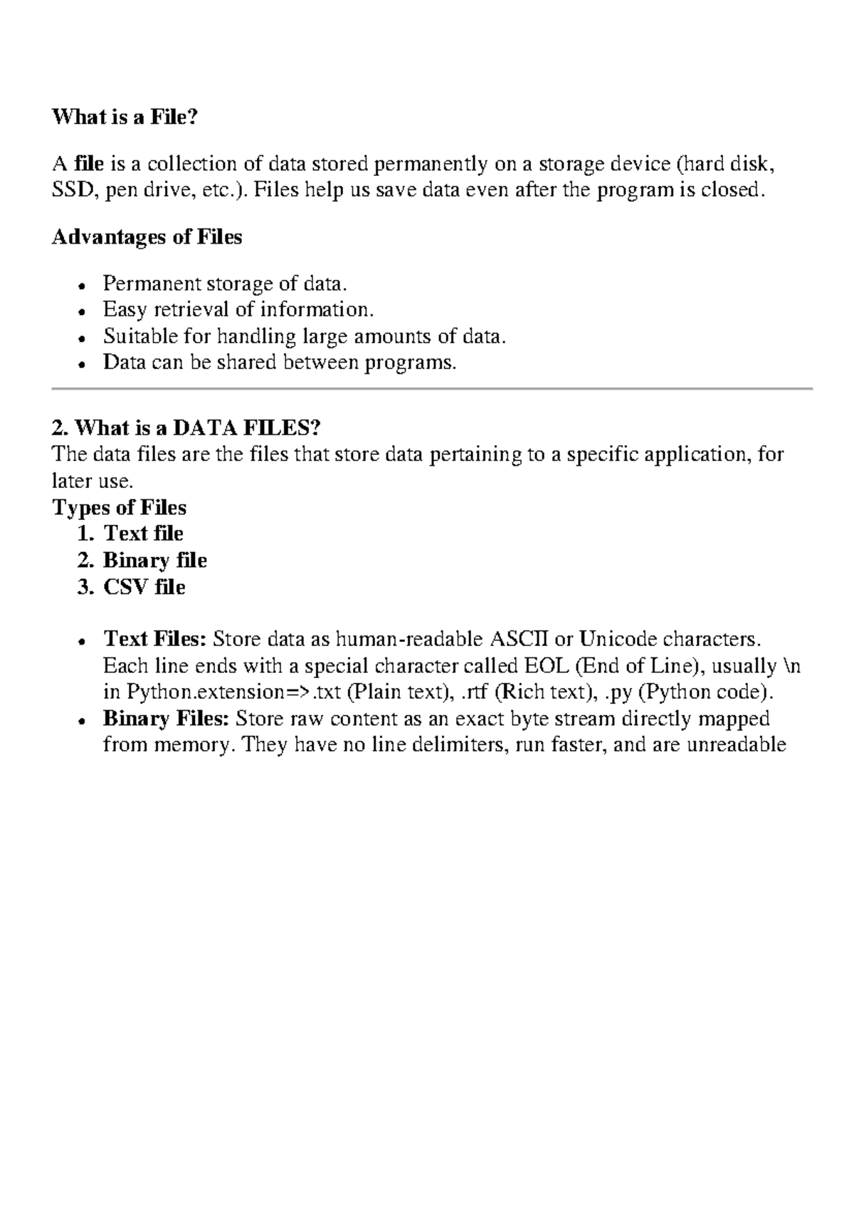 Class 12 Chapter 4: File Handling Overview and Operations - Studocu