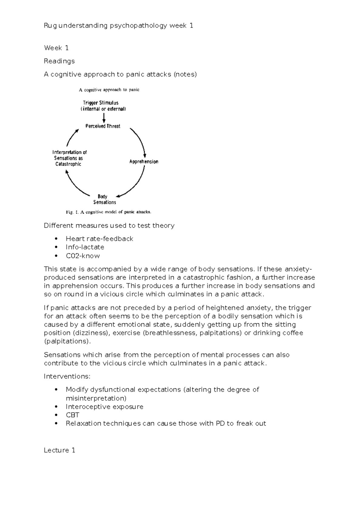 Psycopathology Week 1 Notes: Cognitive Approaches & Theories - Studeersnel