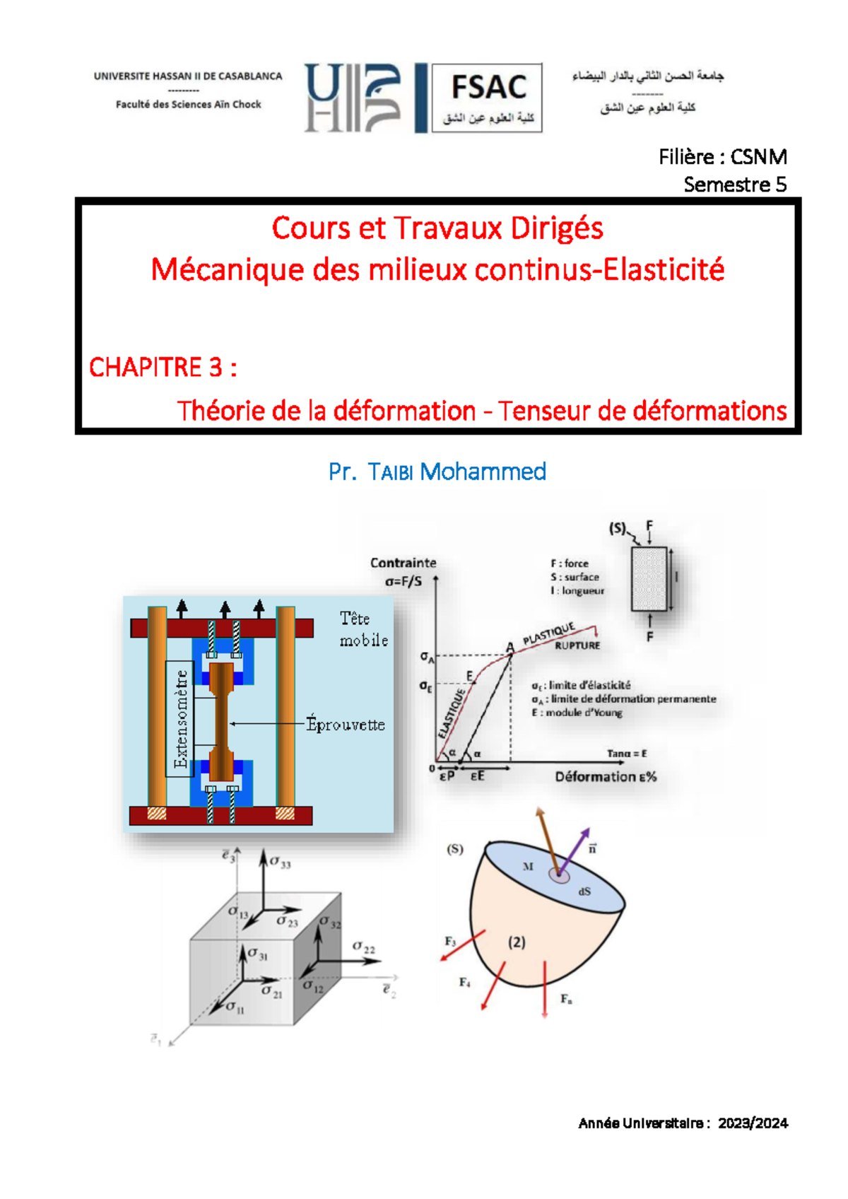 MMC-Chapitre 3 : Théorie de la Déformation en Mécanique des Milieux Continus - Document Preview