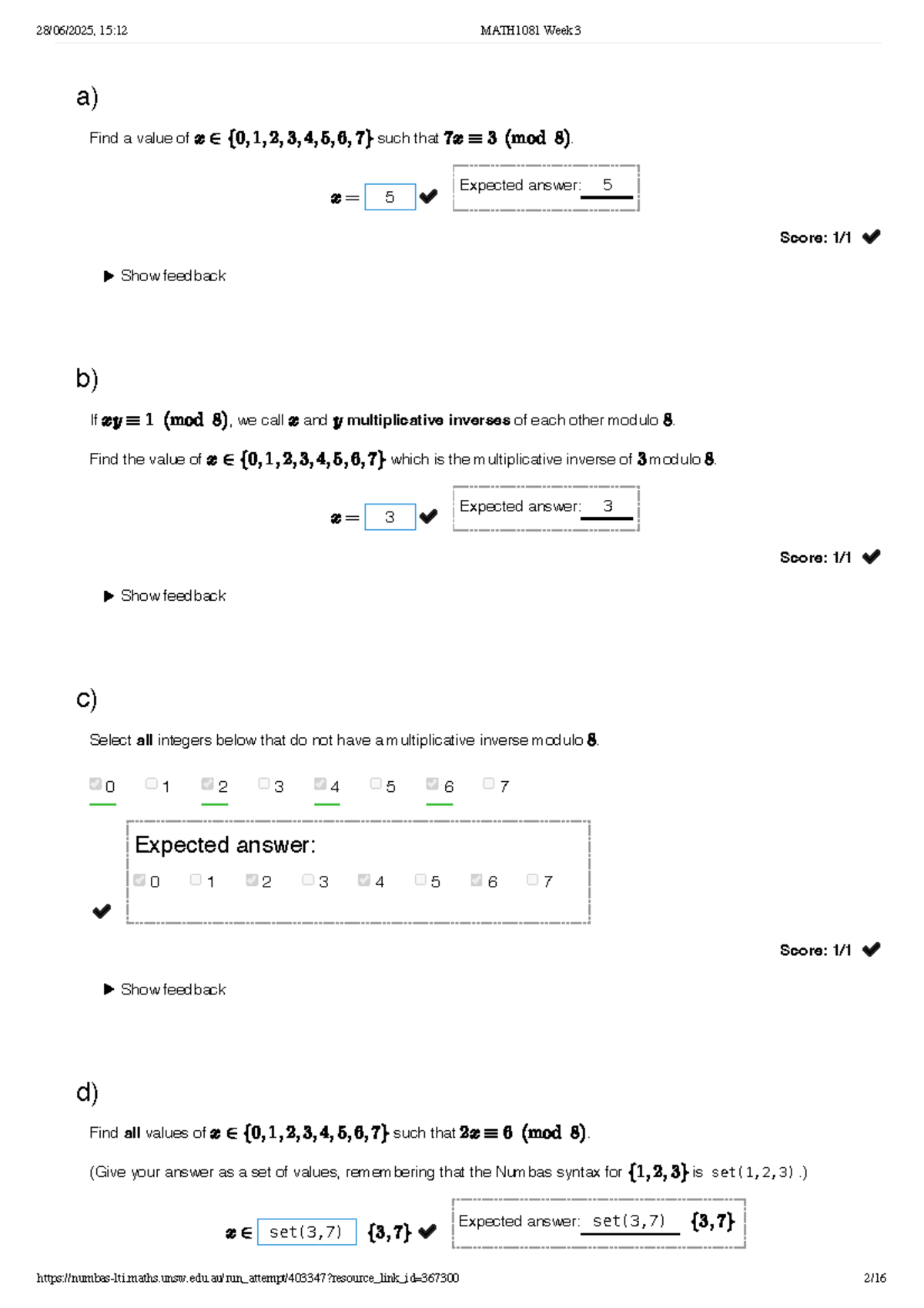 15:12 MATH1081 Week 3 Numbas Lesson: Modular Arithmetic & Relations ...