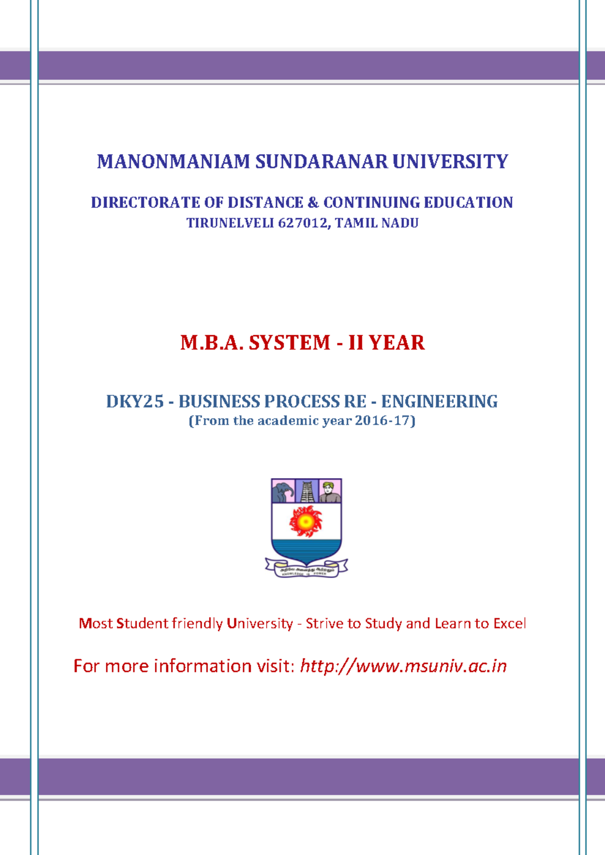 BPR-2 - study notes - MANONMANIAM SUNDARANAR UNIVERSITY DIRECTORATE OF ...
