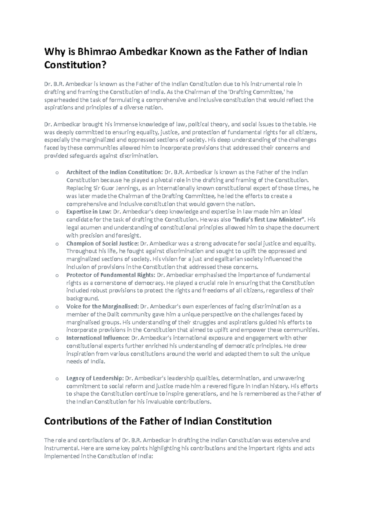 Bhimrao Ambedkar: Architect of the Indian Constitution Explained - Studocu