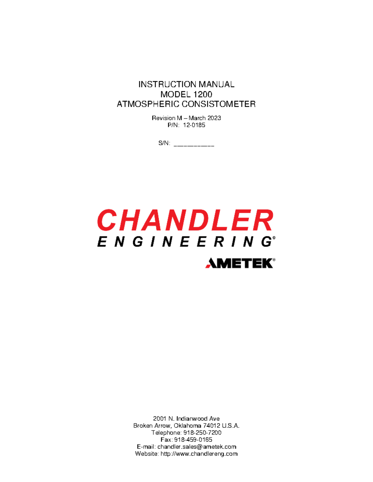 Model 1200 Atmospheric Consistometer Instruction Manual - Studocu