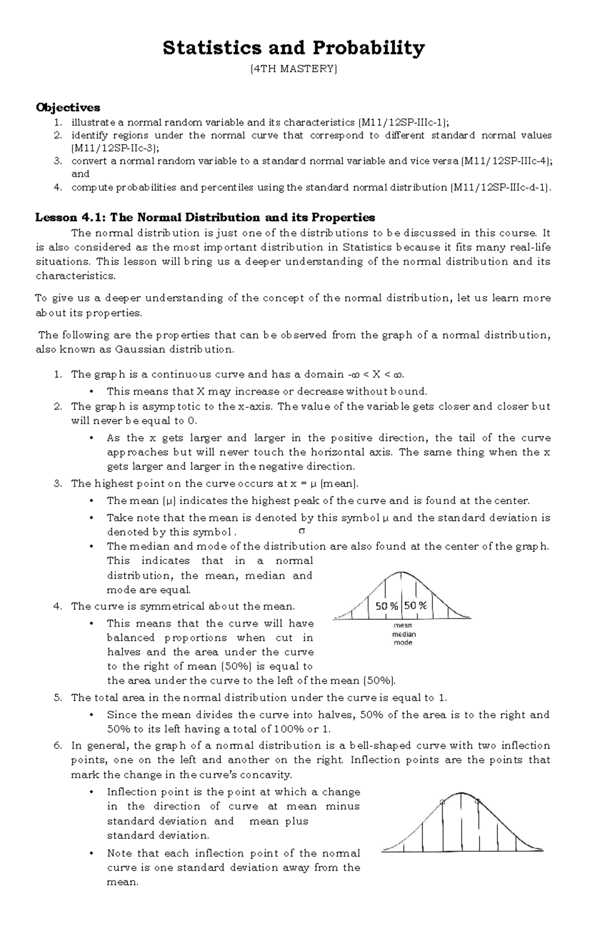 Statistics and Probability (4TH MASTERY) - Understanding Normal ...