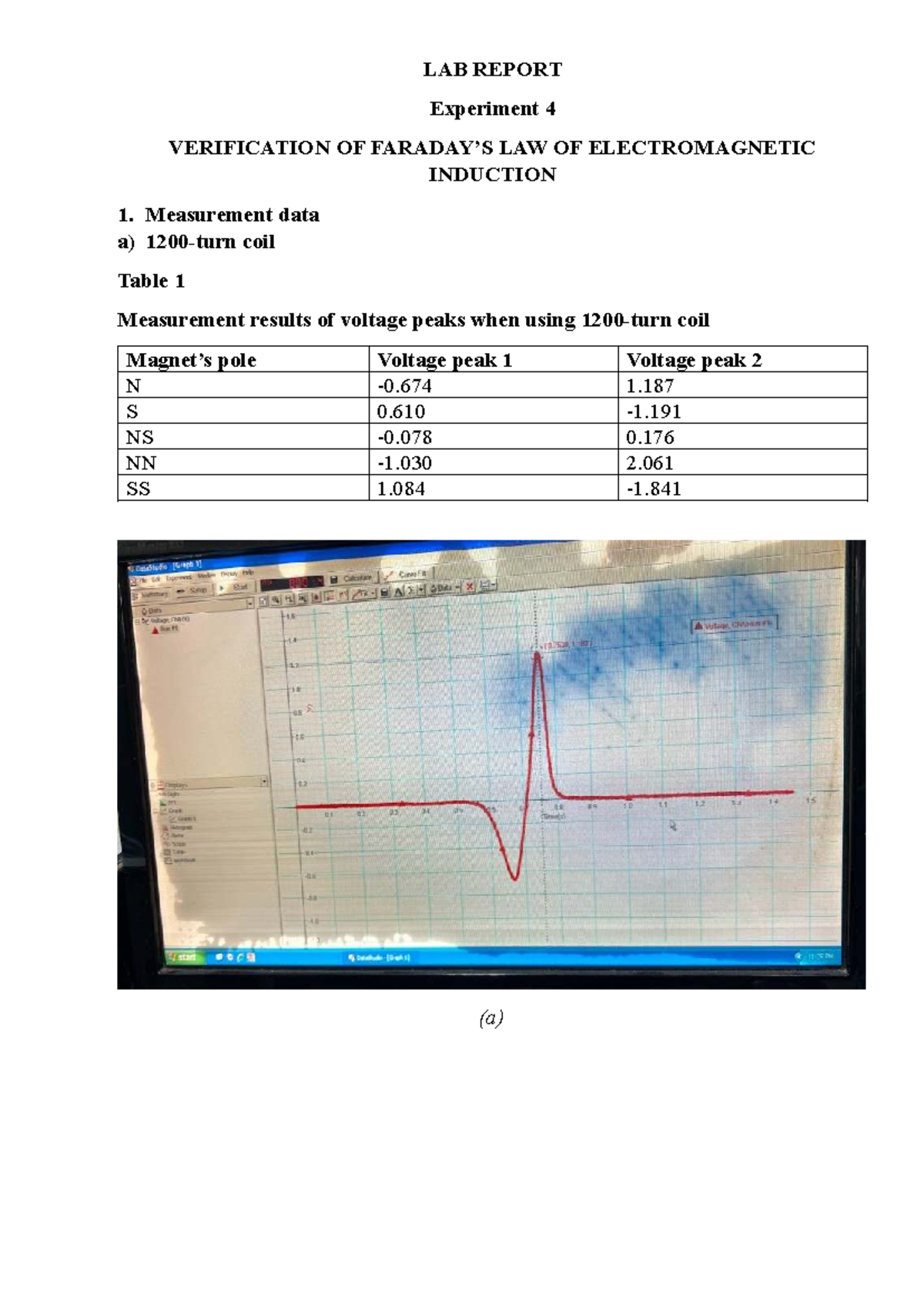 PH1026 Lab Report: Verification of Electromagnetic Induction Law - Studocu